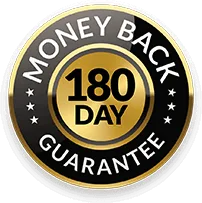 180-day money-back guarantee seal