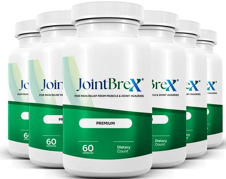 Six-bottle package of JointBrex capsules