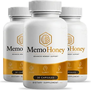 Three bottles of MemoHoney Advanced Memory Support capsules