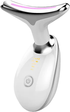 MyoGlow device with the LED strip glowing along the top of the U-shaped head