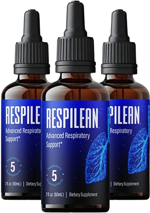 Three bottles of Respilean respiratory support liquid drops