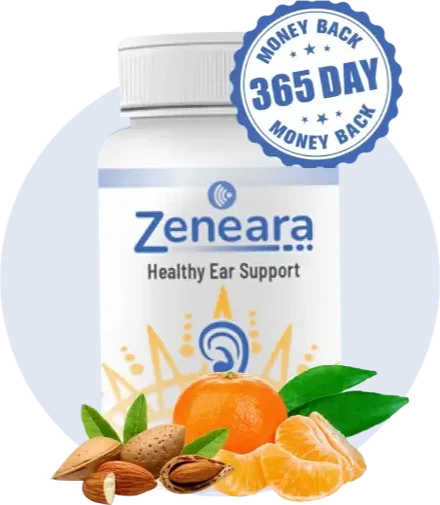 Bottle of Zeneara with 365-day money-back guarantee seal